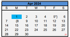 District School Academic Calendar for Cooper High School for April 2024