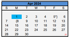 District School Academic Calendar for Houston Student Ach Ctr for April 2024