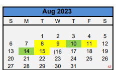 District School Academic Calendar for Bonham Elementary for August 2023