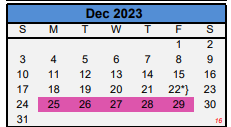 District School Academic Calendar for Clack Middle for December 2023