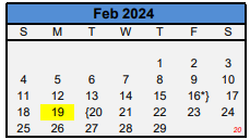 District School Academic Calendar for Travis Opportunity Ctr for February 2024