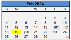 District School Academic Calendar for Harmony Family Services for February 2024