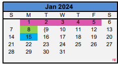 District School Academic Calendar for Sp Ed Homebound for January 2024