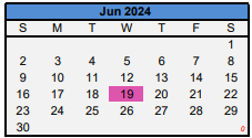 District School Academic Calendar for Reassignment Ctr for June 2024