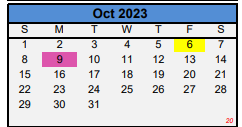 District School Academic Calendar for Abilene Psychiatric Institute for October 2023