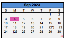 District School Academic Calendar for Abilene Psychiatric Institute for September 2023