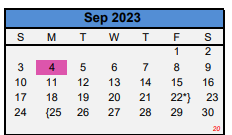 District School Academic Calendar for Woodson Skill Ctr for September 2023