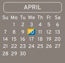 District School Academic Calendar for Hinojosa Ec/pre-k Center for April 2024