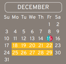 District School Academic Calendar for Calvert Elementary for December 2023