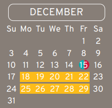 District School Academic Calendar for Stovall Middle for December 2023