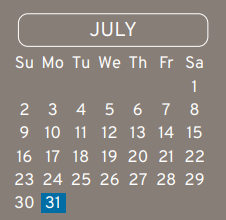 District School Academic Calendar for Calvert Elementary for July 2023