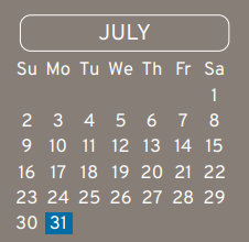 District School Academic Calendar for Stovall Middle for July 2023