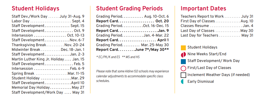 District School Academic Calendar Key for Wilson Intermediate