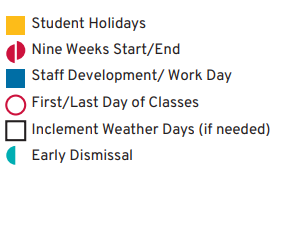 District School Academic Calendar Legend for Worsham Elementary School