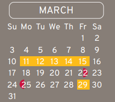 District School Academic Calendar for Aldine Ninth Grade School for March 2024