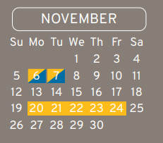 District School Academic Calendar for De Santiago Ec/pre-k Center for November 2023