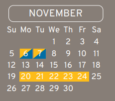 District School Academic Calendar for Stovall Middle for November 2023