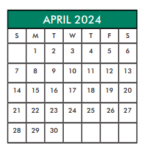 District School Academic Calendar for Alief Learning Ctr (6-12) for April 2024