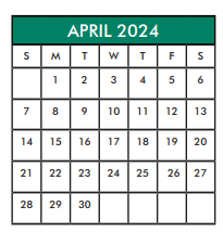 District School Academic Calendar for O'donnell Middle for April 2024