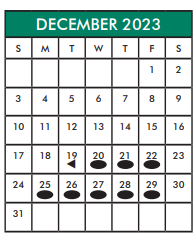 District School Academic Calendar for Martin Elementary School for December 2023