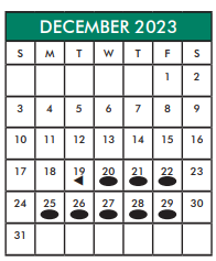 District School Academic Calendar for Outley Elementary School for December 2023