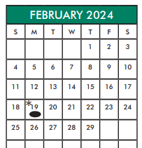 District School Academic Calendar for Holub Middle for February 2024