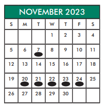 District School Academic Calendar for Martin Elementary School for November 2023