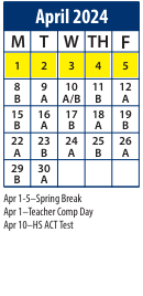 District School Academic Calendar for Serv By Appt for April 2024