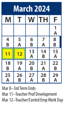 District School Academic Calendar for Serv By Appt for March 2024