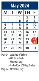District School Academic Calendar for Central School for May 2024