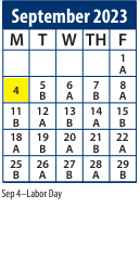 District School Academic Calendar for Central School for September 2023