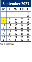 District School Academic Calendar for Serv By Appt for September 2023