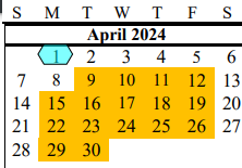 District School Academic Calendar for Laura Ingalls Wilder for April 2024