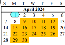 District School Academic Calendar for Don Jeter Elementary for April 2024