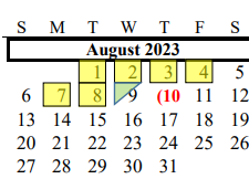 District School Academic Calendar for Assets for August 2023