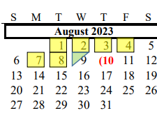 District School Academic Calendar for Brazoria Co J J A E P for August 2023