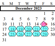 District School Academic Calendar for Alvin Junior High for December 2023