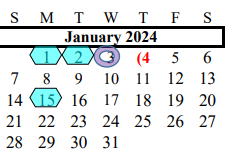 District School Academic Calendar for Brazoria Co J J A E P for January 2024
