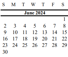 District School Academic Calendar for Longfellow Elementary for June 2024