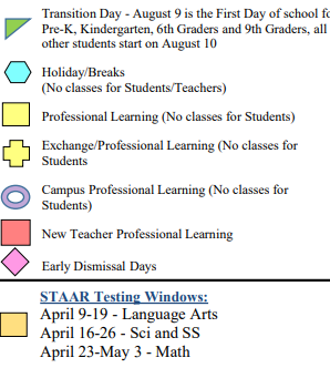 District School Academic Calendar Legend for Brazoria Co J J A E P