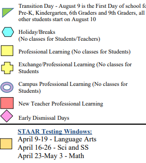 District School Academic Calendar Legend for Laura Ingalls Wilder