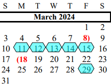 District School Academic Calendar for Alvin Elementary for March 2024