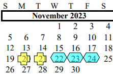 District School Academic Calendar for Alvin Junior High for November 2023