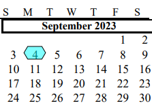 District School Academic Calendar for G W Harby Junior High for September 2023