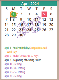 District School Academic Calendar for Rogers Elementary for April 2024