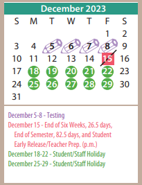 District School Academic Calendar for Rogers Elementary for December 2023