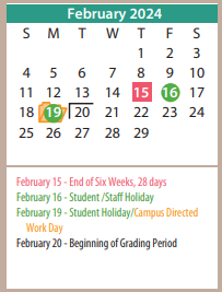 District School Academic Calendar for Travis Middle for February 2024