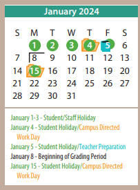 District School Academic Calendar for Glenwood Elementary for January 2024