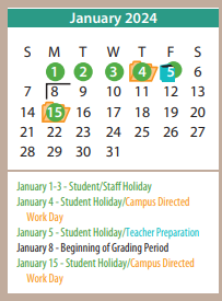 District School Academic Calendar for Coronado Elementary for January 2024