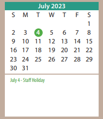 District School Academic Calendar for Rogers Elementary for July 2023